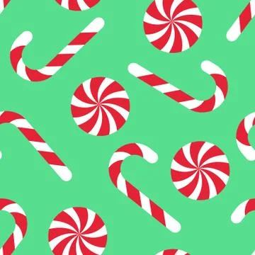 Candy cane seamless christmas pattern. Vector Stock Illustration
