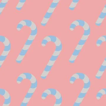 Candy cane. Seamless Christmas pattern of striped white and blue lollipops. Stock Illustration