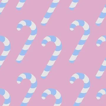 Candy cane. Seamless Christmas pattern of striped white and blue lollipops. イラスト素材