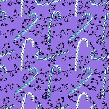 Candy cane seamless Christmas sugar stripe gifts pattern for wrapping paper Stock Illustration