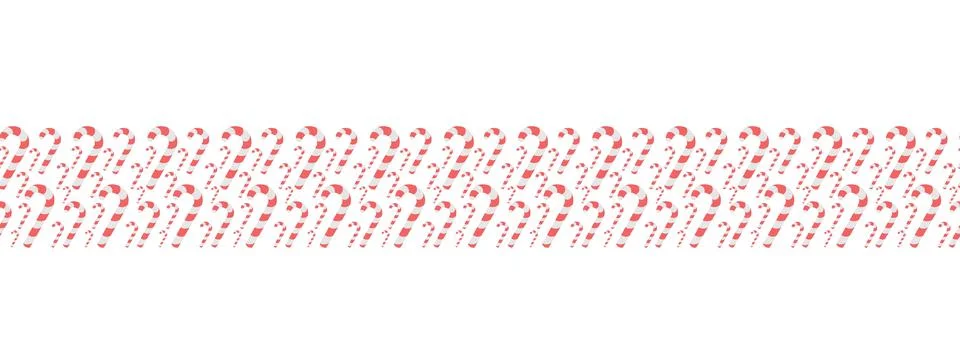Candy cane. Seamless horizontal border. Striped red and white lollipop. Stock Illustration