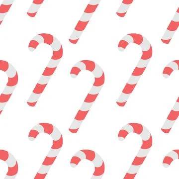 Candy cane. Seamless vector pattern. Striped red and white lollipop. Stock Illustration