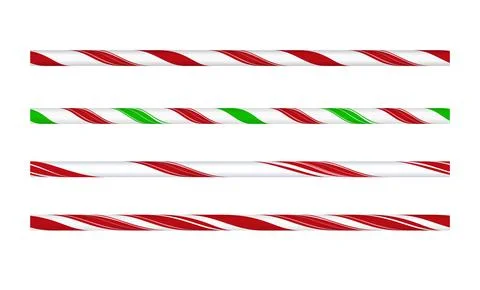 Candy cane. Set of decorative seamless lines in red, white, green stripes. Stockillustratie