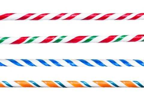 Candy cane. Set of different striped twisted handmade candy canes border stic Stock Photos