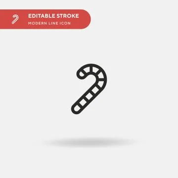 Candy Cane Simple vector icon. Illustration symbol design template for web mo Stock Illustration