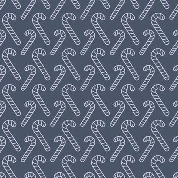 Candy cane. Sketch. Scattered striped purple lollipops. vector pattern. Stock Illustration