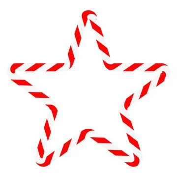 Candy cane star frame. Christmas ribbon with red and white stripes. Greetin.. Stockillustratie