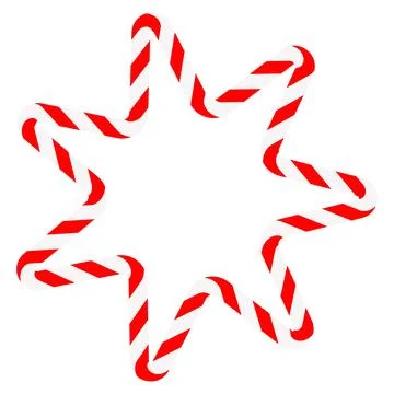 Candy cane star frame. Christmas ribbon with red and white stripes. Greetin.. Stock Illustration