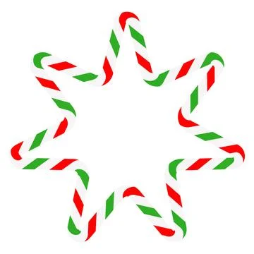Candy cane star frame. Christmas ribbon with red, green and white stripes. .. Stockillustratie