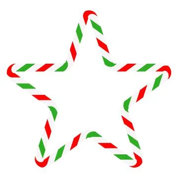 Candy cane star frame. Christmas ribbon with red, green and white stripes. .. Stockillustratie