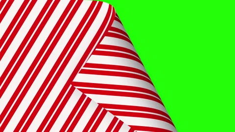 Candy cane striped gift wrap peeling transition, Christmas transition Stock Footage 314388902
