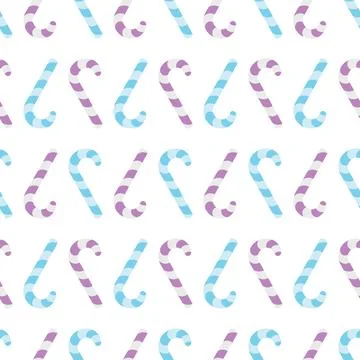 Candy cane. Upside down sweets. Repeating vector pattern. Flat style. Stock Illustration