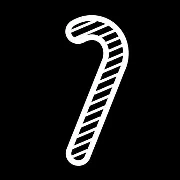 Candy cane vector icon. Christmas candy element on black background. Flat simple Stock Illustration