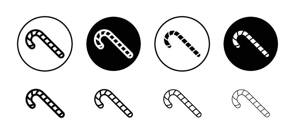 Candy Cane vector icon set collection. Candy Cane Outline flat Icon. Illustrazione stock