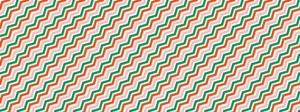 Candy cane zigzag seamless pattern. Red, green and pink zig zag stripe repeated Stock Illustration