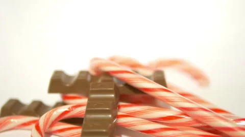 Candy Canes and Chocolate Defocus Stock Footage 45694400