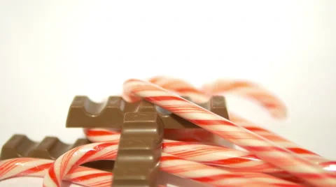Candy Canes and Chocolate Defocus 4k Stock Footage 45694788