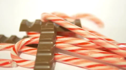 Candy Canes and Chocolate Horizontal 1 Stock Footage 45534437