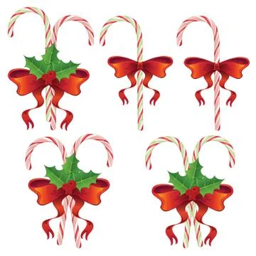 Candy Canes with Bow Set Иллюстрация