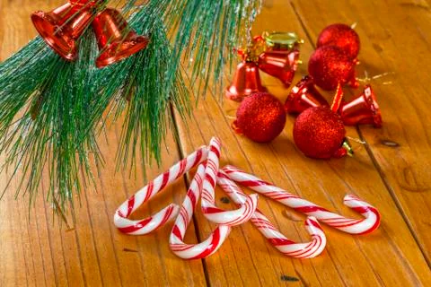 Candy canes at christmas Stock Photos