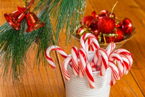Candy canes at christmas Stock Photos