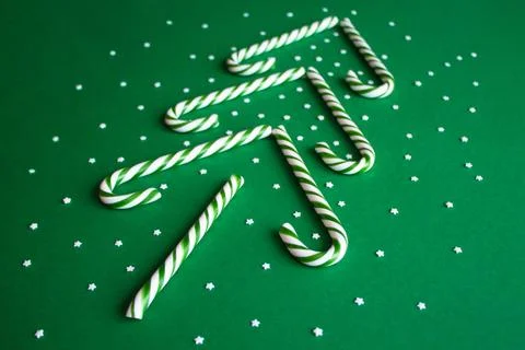 Candy canes forming a Christmas tree Stock Photos