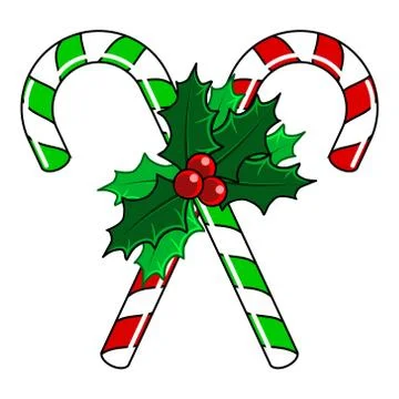 Candy Canes with Holly Illustrazione stock