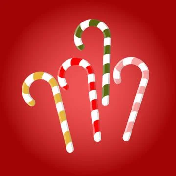 Candy Canes on the red background. Stock Illustration