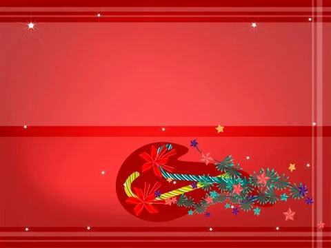 Candy Canes with Red Bow on Red Background Stock Illustration