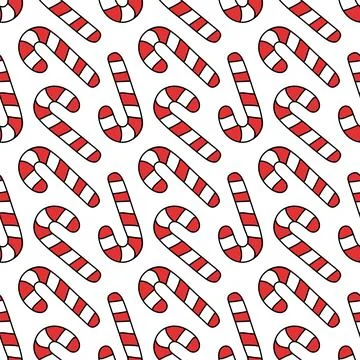Candy canes seamless pattern. Christmas Winter design. Vector flat illustration. Illustrazione stock