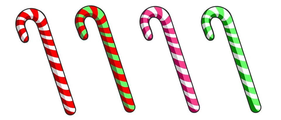 Candy canes set elements 스톡 일러스트