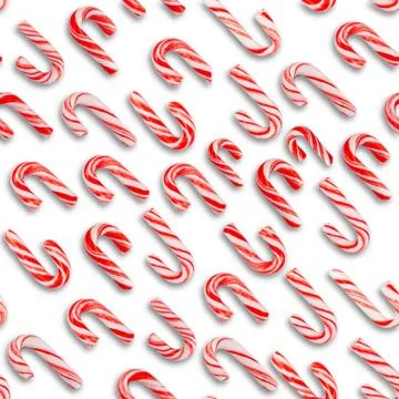 Candy canes on white background - seamless pattern Stock Photos