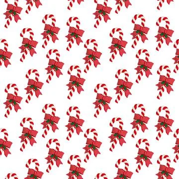 Candy Canes on white seamless background Stock Photos