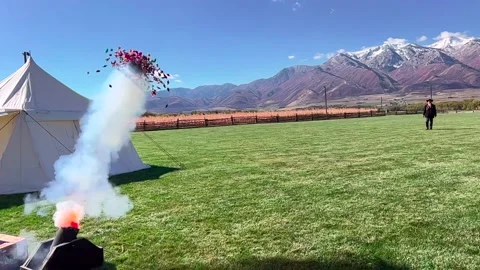 Candy Cannon Goes Off Stock Footage 163243476