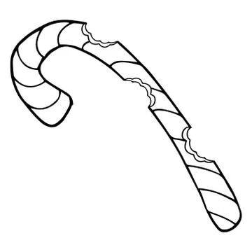 Candy caramel cane icon. Vector illustration of christmas candy cane. Hand dr Stock Illustration