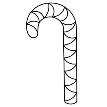 Candy. Caramel stick in the shape of a cane. Stock Illustration