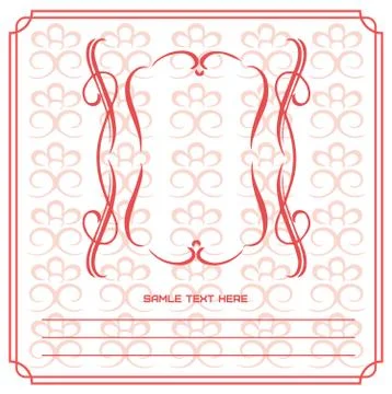 Candy card with red floral frames, over white background. Sample text. Ilustração Stock