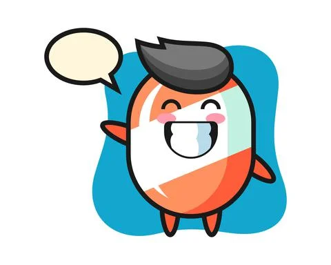Candy cartoon character doing wave hand gesture Stock Illustration