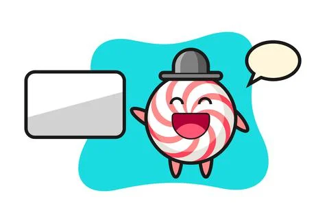 Candy cartoon illustration doing a presentation Stock Illustration