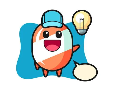 Candy character cartoon getting the idea Illustrazione stock