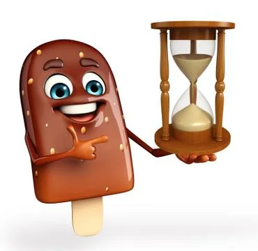 Candy character with sand clock Stock Illustration