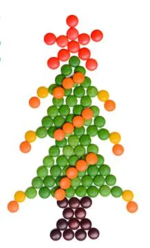 Candy Christmas tree on white background Foto stock