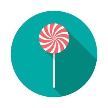 Candy circle icon with long shadow. Flat design style. Stock Illustration