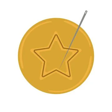 A candy circle with a star in the middle. The squid game. vector Stock Illustration