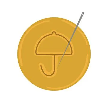 A candy circle with an umbrella in the middle. The squid game. Stock Illustration