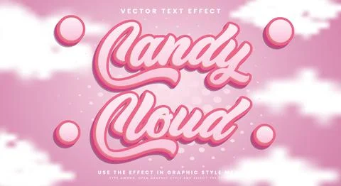 Candy Cloud 3D editable text effect Template Illustrazione stock