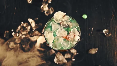 Candy cocktail with ice. Top view Video stock 129431375