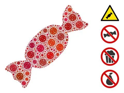 Candy Collage of Covid Virus Elements Stockillustratie