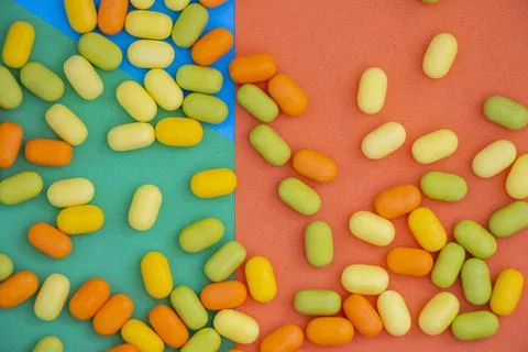 Candy on the colorful background Foto stock