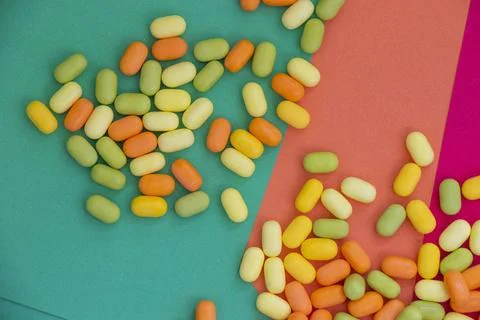 Candy on the colorful background Stock Photos